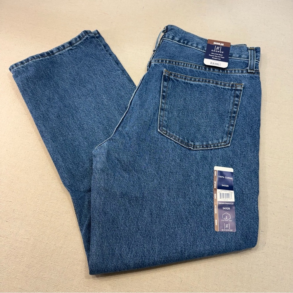 George Men's Regular Fit Jeans (34x29, Medium Wash) - NWT
